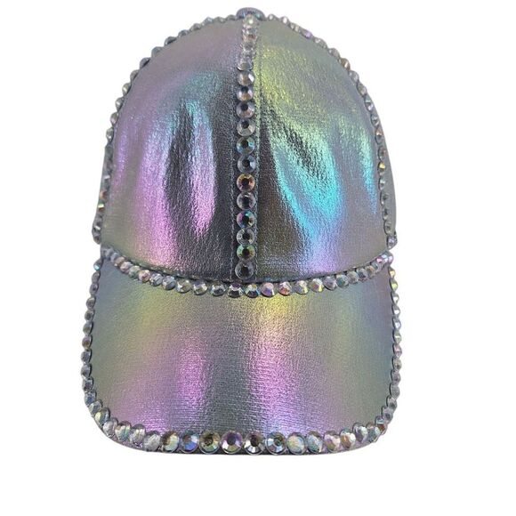 Hand Embellished Multi-Coloured Rhinestone Ball Cap - Picture 1 of 5
